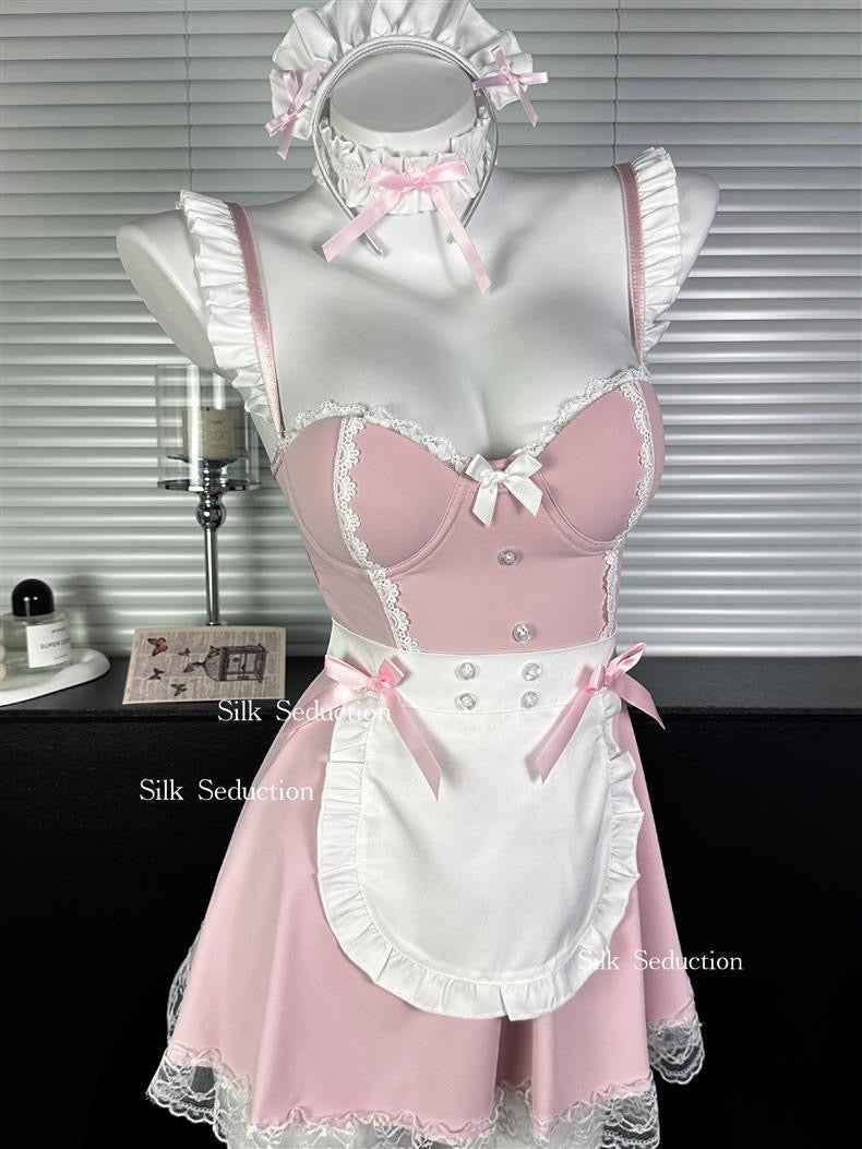 Black & Pink Cute Sexy Uniform Lingerie Sleepwear