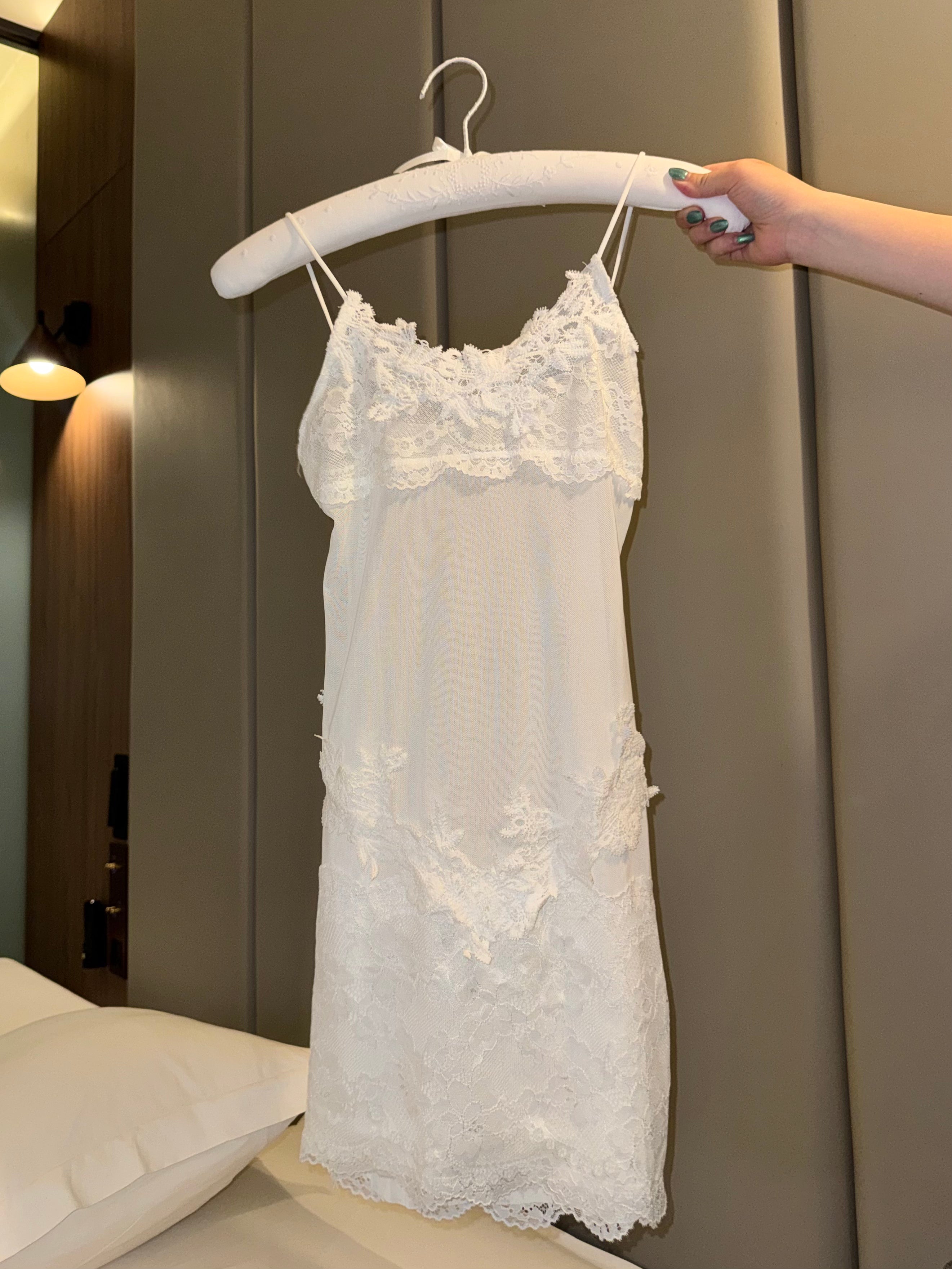 Airy Coquette Lace Embroidered Sheer Mesh See-Through Dress