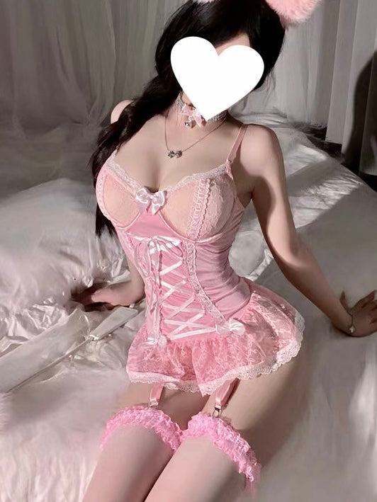 Lace Sheer Maid Cosplay Outfit, Sexy Lingerie Date Night Dress