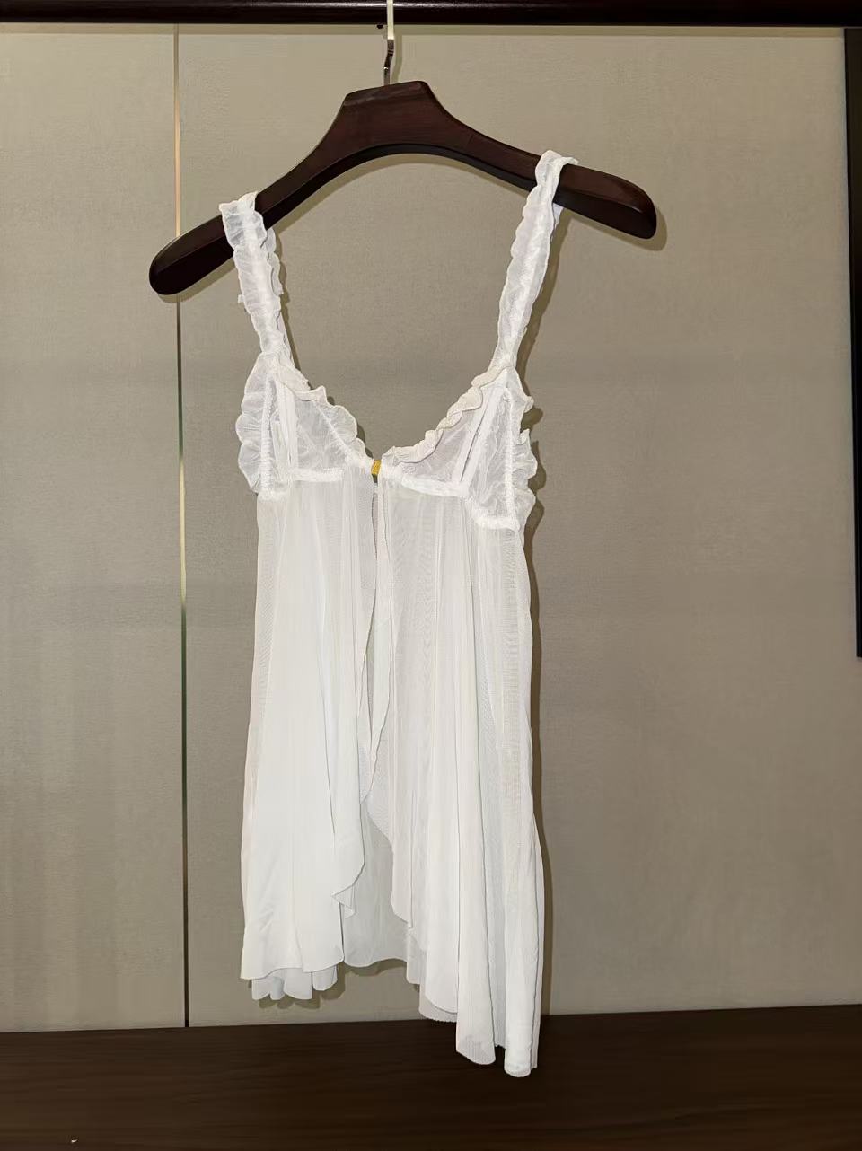 White Tulle Sheer Nightdress, Romantic Sexy Sleepwear