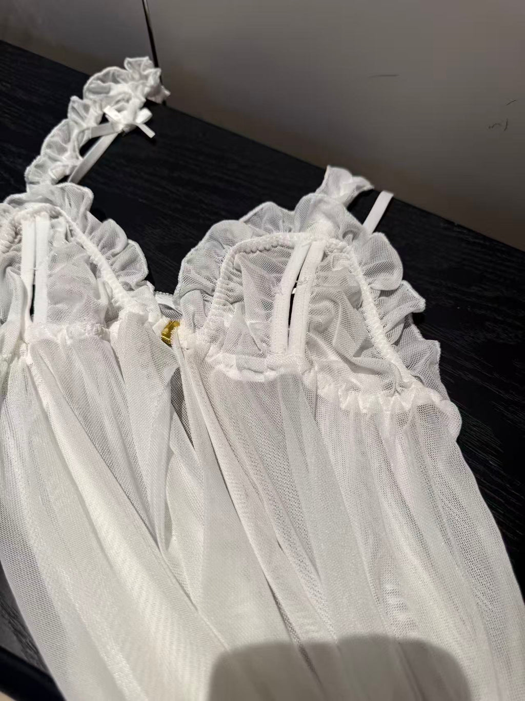 White Tulle Sheer Nightdress, Romantic Sexy Sleepwear